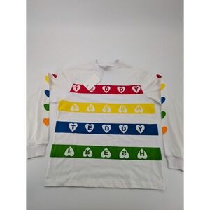 Teddy‎ Fresh Long Sleeve T Shirt Men's Small White Rainbow Hearts Pride